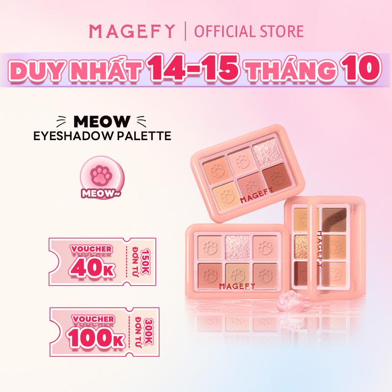 【Limited MAGEFY Bảng Phấn Mắt 6 Màu MEOW Eyeshadow Palette – Siêu Mịn, Lên Màu Chuẩn, Giữ Lâu 12H – Matte • Shimmer • Glitter