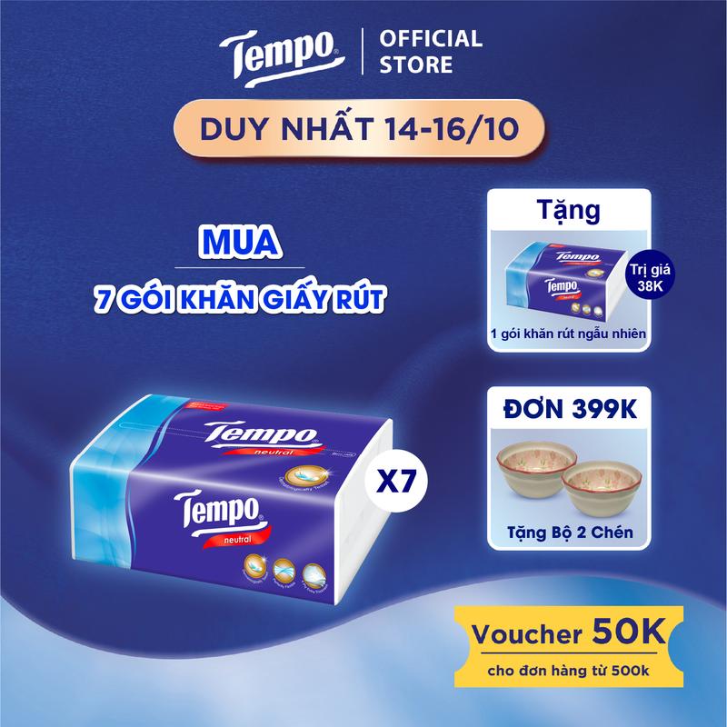[MUA 7 GÓI TẶNG 1 GÓI GIẤY RÚT BẤT KỲ] Khăn giấy rút Tempo 4 lớp Bền Dai - Thương Hiệu Đức Giấy Ăn