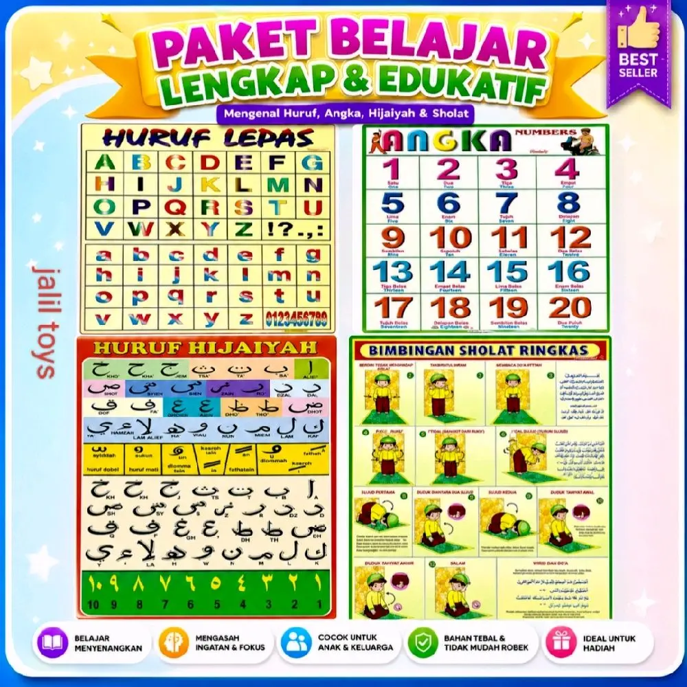 paket poster belajar anak lengkap dan edukatif