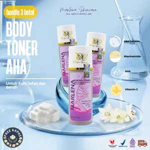 PAKET TONER BADAN MARLENA WHITENING 3 PCS FREE KAPAS