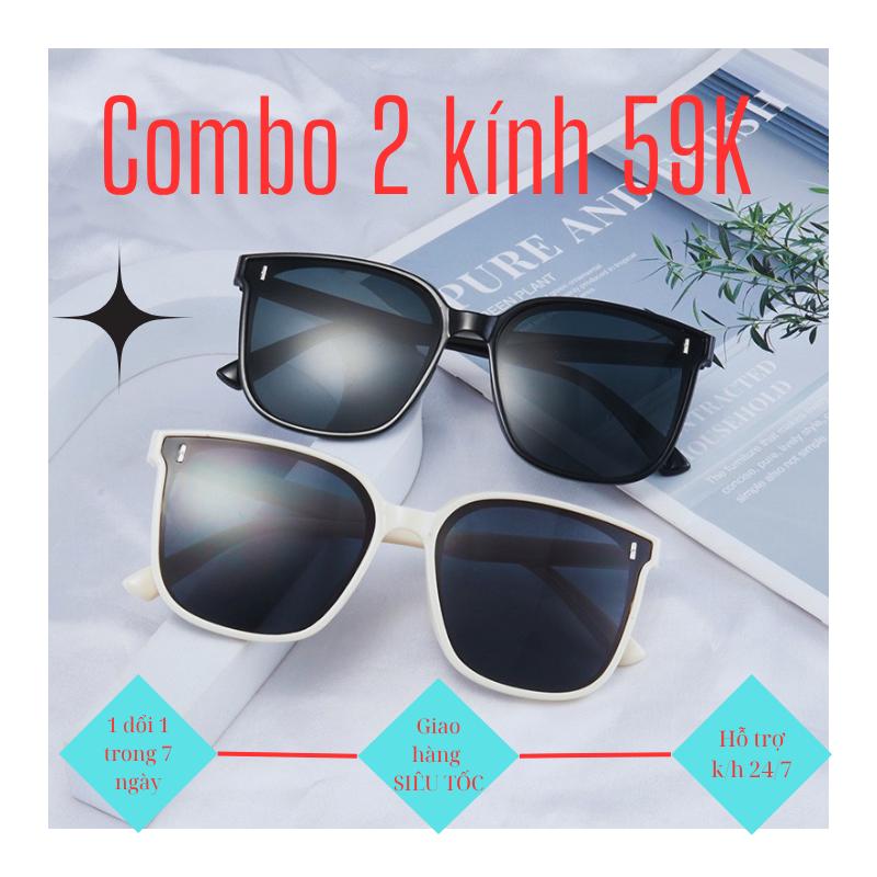 Combo 2 Kính Nam - Nữ Gọng Tròn Hàn Quốc, Kính Mát Chống Nắng, Đi Mưa