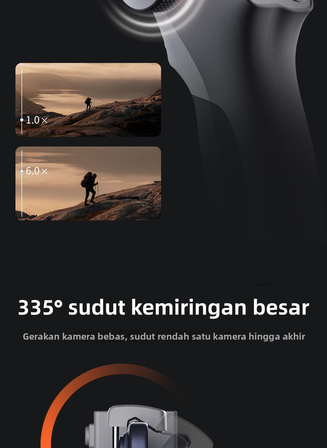 FUNSNAP Capture5 Gimbal Stabilizer HP 3 sumbu, AI Tracking Otomatis untuk Vlog & Live Streaming