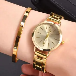 2 Pcs Set Jam Tangan Wanita Mewah Jam Tangan Wanita Rekreasi Romantis Elegan Dengan Set Gelang Cinta