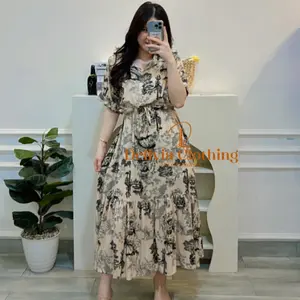 Delivia - Midi Dress Sevva Button Rayon Diamond 5110-4/5- Midi Dress Busui Bumil Jumbo Friendly