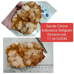 Dekorasi Kristal Alam Geode Cluster Citrine indonesia 360 gram