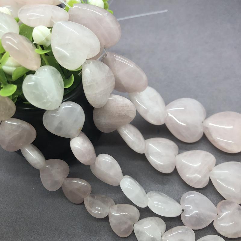 Manik 663 Manik kuarza mawar dalam bentuk hati, Alamiah, Diy, untuk gelang ...