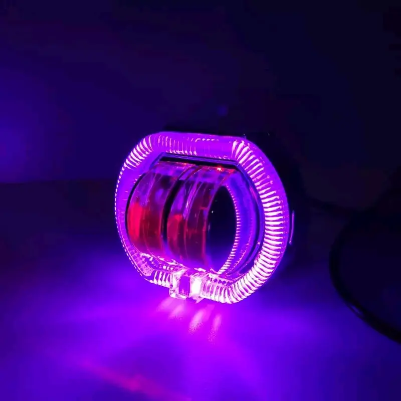 Lampu Tembak Sorot Depan LED Daymaker Biled 2 Mata 12 - 24 Volt Shroud Crystal 2 Warna Truk Bus Tronton Canter Fuso AE 8D Hi Lo High Low Jauh Dekat 3 Mode Strobo Kedip Flash Running Angel Eye Truck Bis Alat Berat Demon Eyes Angle Projie Utama Putih Kuning 3