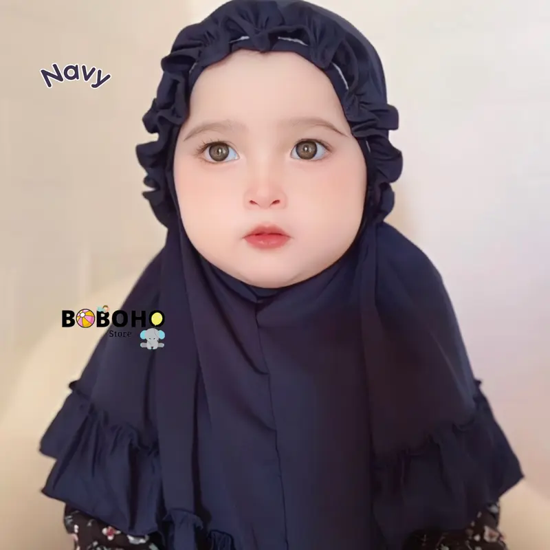 BOBOHO - Jilbab Anak Bayi Lokal Raina Kriwil 0-3 Tahun / Hijab Baby Muslim Kerudung Instan Pita 4