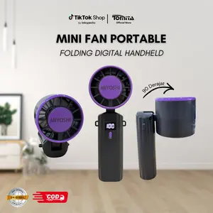 KIPAS ANGIN MINI GENGGAM PORTABLE WARNA HITAM UNGU/DAYA TAHAN LAMA/ANGIN KECEPATAN TINGGI/KIPAS ANGIN GENGGAM DIGITAL DAPAT DILIPAT
