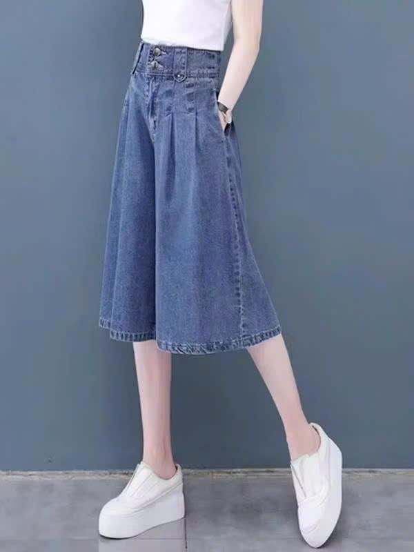 Quần ngố lửng ống rộng bò giấy cạp cao 2 cúc chun sau basic dành cho nữ [M54]