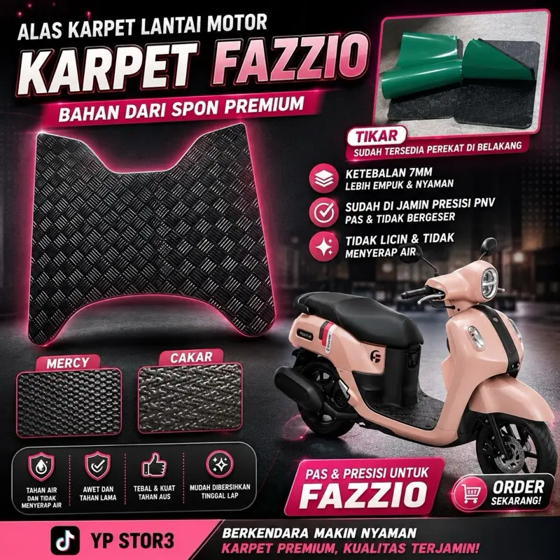 Karpet motor Fazzio bahan Spon premium Ketebalan 7-10mm