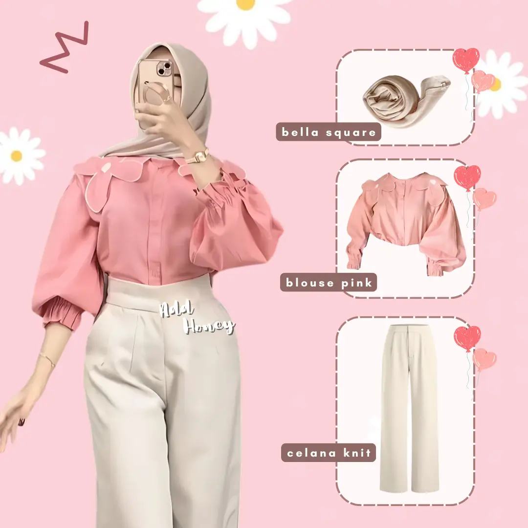 Outfit Set Blouse Korean Style (Blouse Wanita, Hijab, Celana Kulot) OOTD Lebaran 2025 Kekinian AH142 Muslim Baju Setelan Dewasa Remaja Atasan Panjang Crinkle Katun Gamis