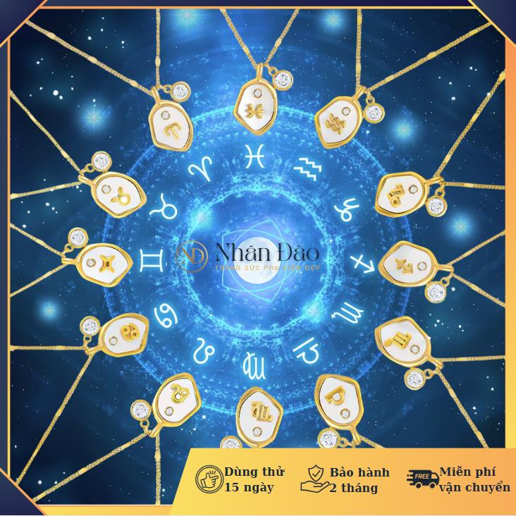 Dây chuyền 12 CUNG HOÀNG ĐẠO đầy đủ 12 cung hoàng đạo kết hợp cùng charm đá độc đáo titan cao cấp xi vàng 18K