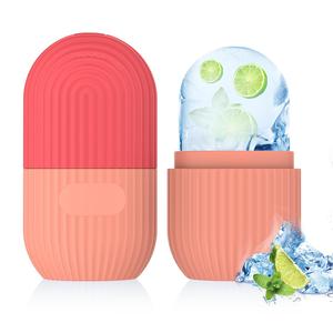 Molde y bandeja reutilizables de silicona para rodillo de hielo, colores suaves para piel sensible, herramienta de masaje facial, reduce la hinchazón, apto para todo tipo de piel, equipo de belleza
