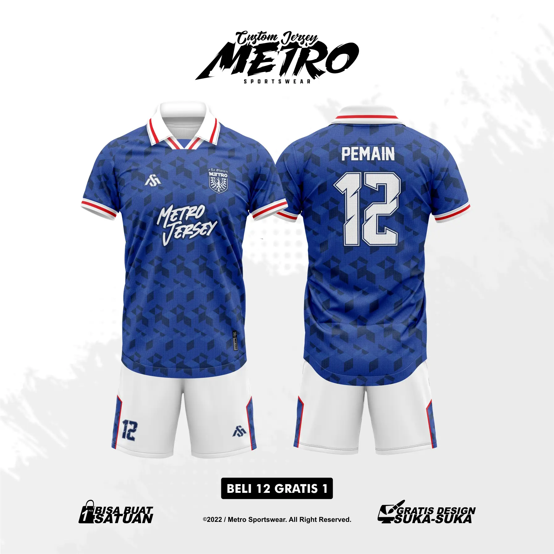 Jersey Sepak Bola/Futsal Design Custom Full Printing kaos vintage jumbo retro
