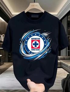 Camiseta Deportiva Cruz Azul para Hombre Estilo deportivo casual con cuello redondo, estampado digital temático Cruz Azul. Ideal para fans del equipo, uso diario o momentos deportivos, fusiona orgullo fanático con comodidad del algodón