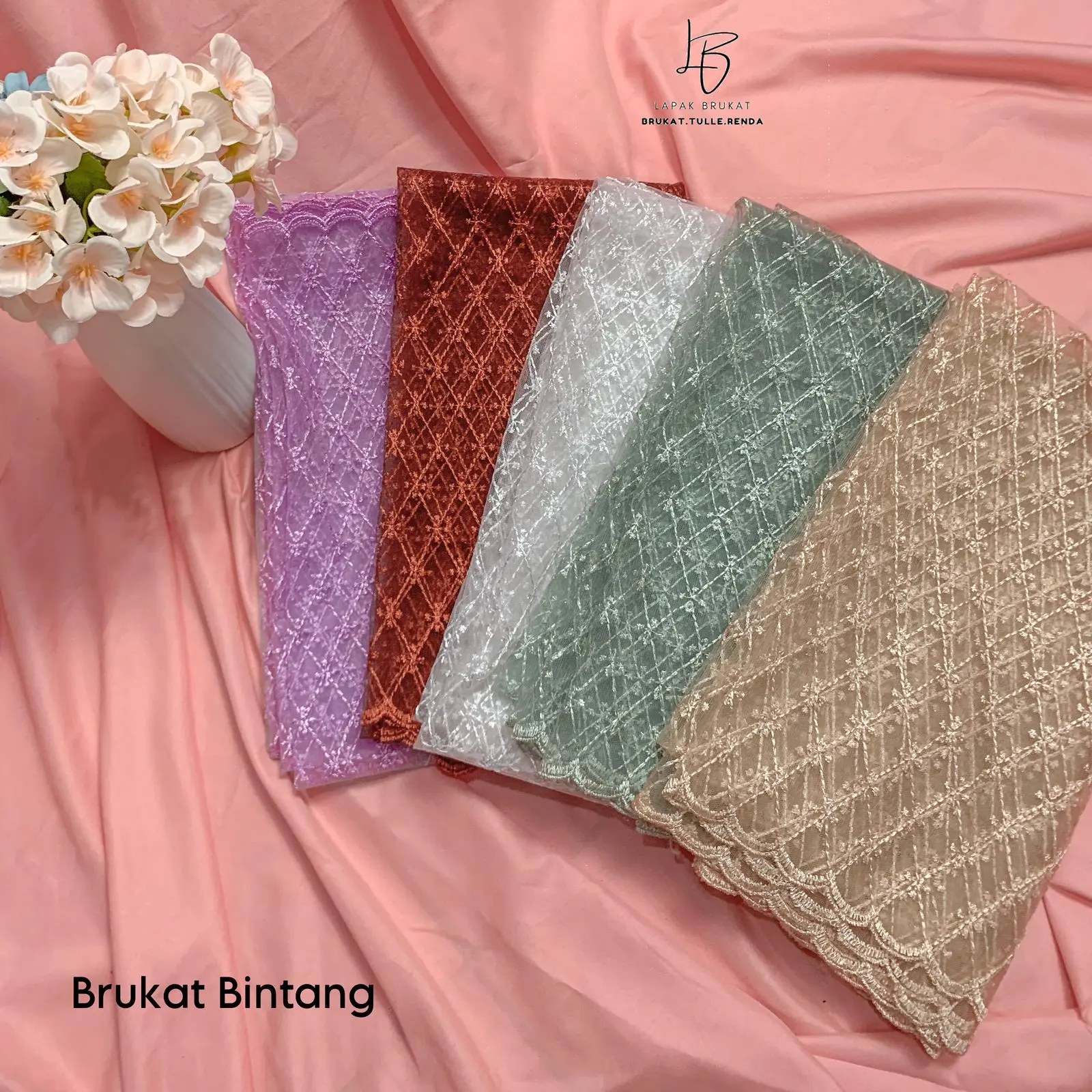 Kain Kebaya Kain Brukat motif Bintang harga per-meter kebaya modern, bridesmaid, kondangan, kebaya wisuda