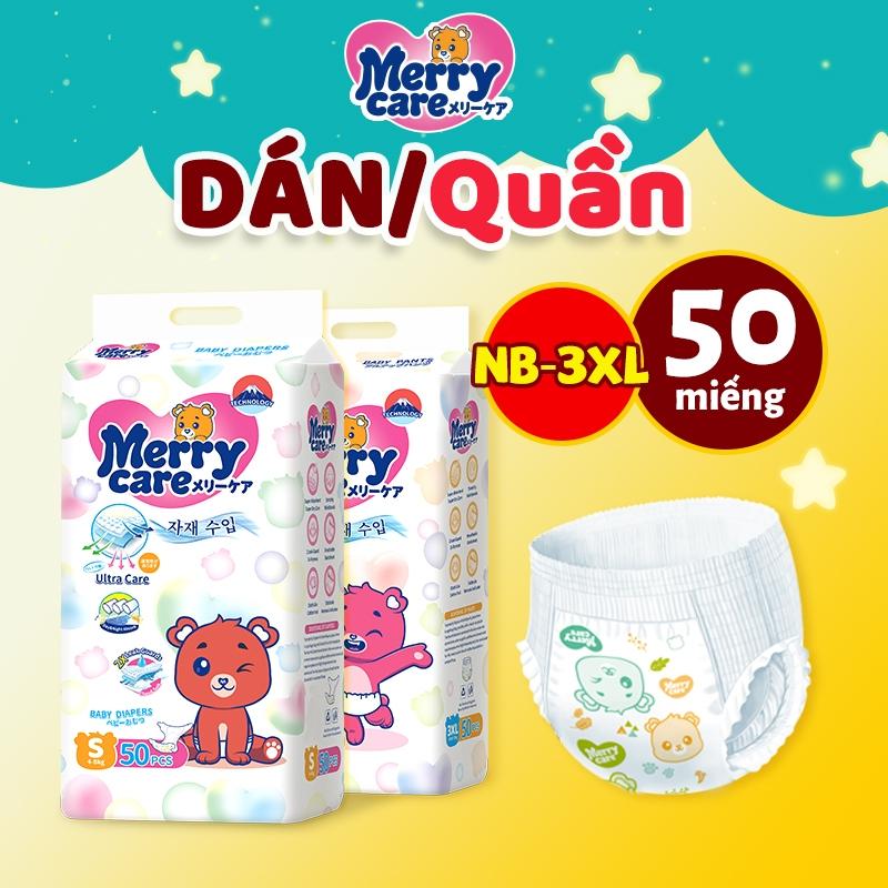 【50Miếng】TÃ BỈM/QUẦN Merry Care bỉm em bé size NB-XXXL Công nghệ Nhật bản thấm…