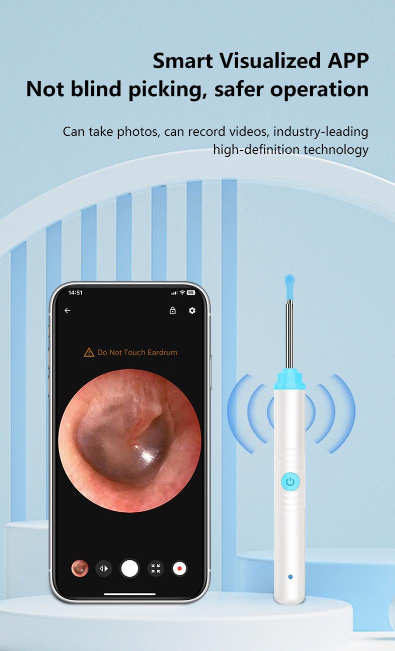 Product Introduction of Silicone Ear Hygiene Set, HD Visual Earwax Removal Tool with Camera, 1296P HD Camera Ear Cleaner, Compatible with iPhone and Android Phones, Springtok, Spring Gift Set 7