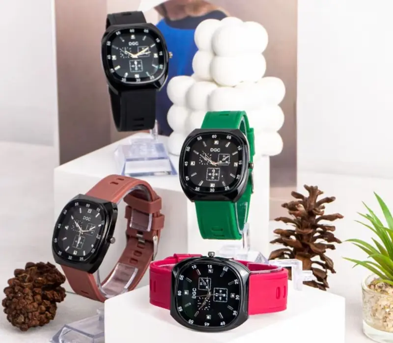 PROMO JAM TANGAN WANITA STRAP RUBBER ANALOG SEGI POLOS FREE BATRAI CADANGAN Watches 5