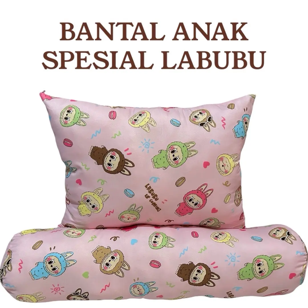 Set Bantal dan Guling Anak Spesial Labubu Kuromi 1-8 tahun