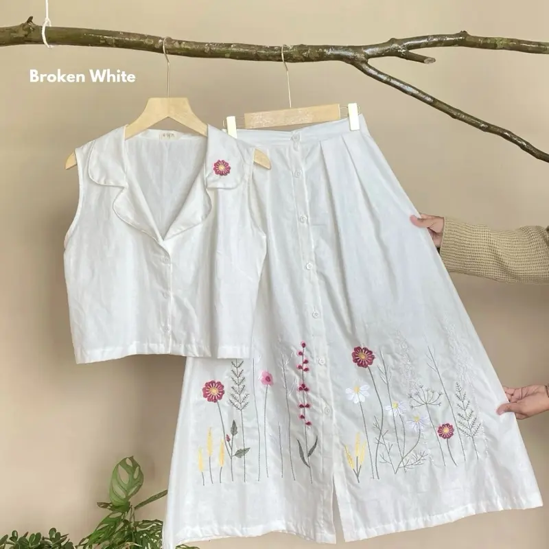 WPS Aster – Setelan Rok & Vest Linen Aesthetic Cewek Hijab Friendly 7