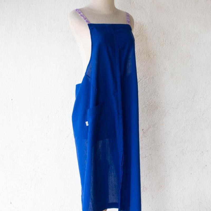 Linen apron masak (Blue) ikushima store 3