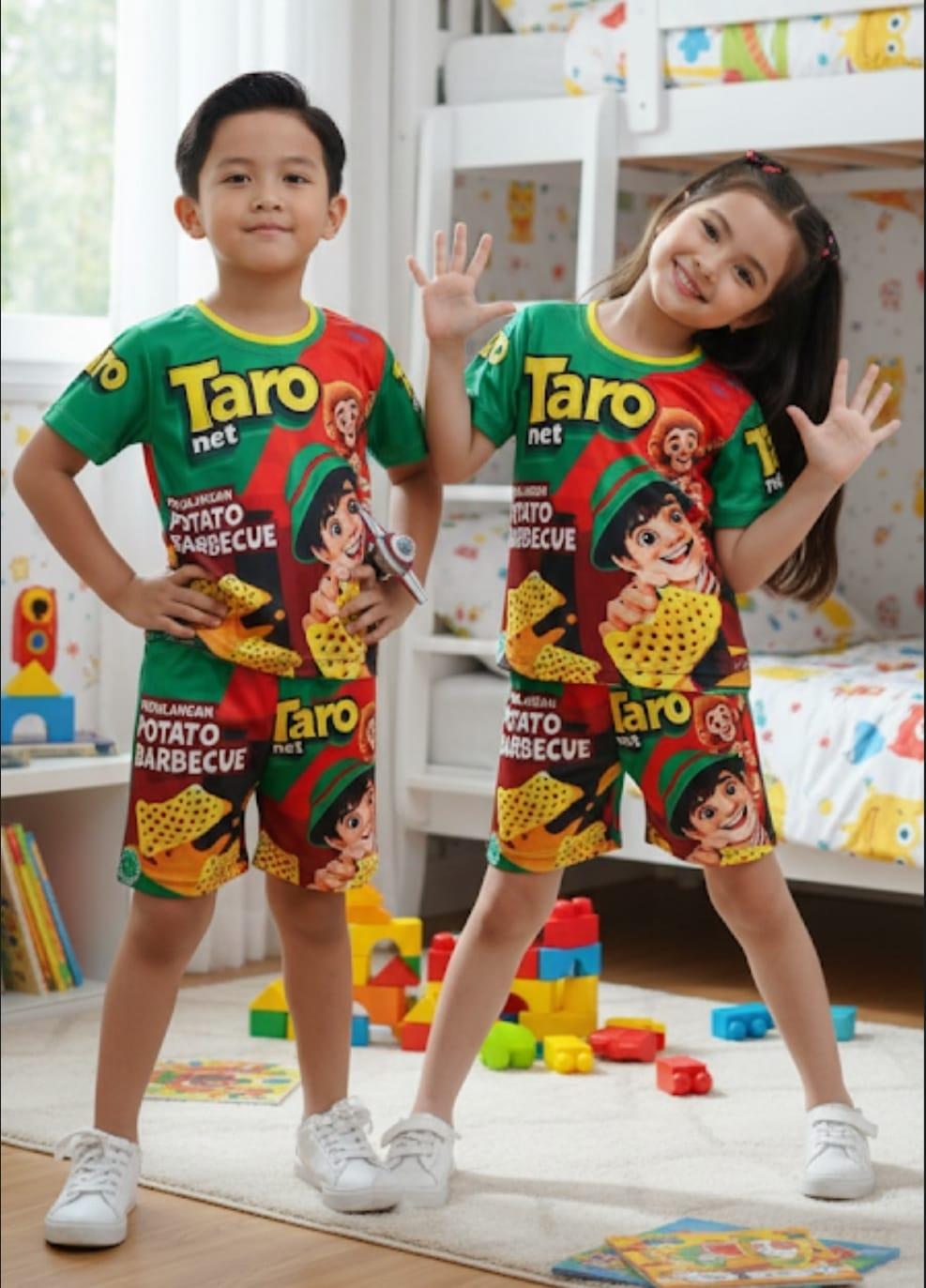 Setelan Anak Harian Viral Terbaru Limited Edition Motif Makanan Mie goreng dan gambar Minuman untuk Usia 1-10 Tahun Desain Unik Nyaman dan Senang Dipakai