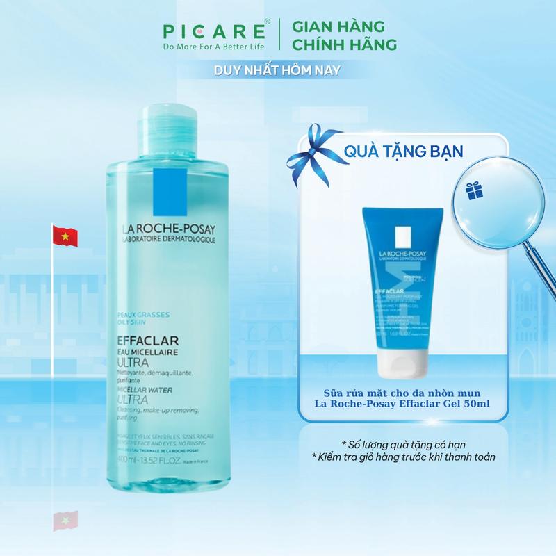 Nước Tẩy Trang Làm Sạch Sâu Dành Cho Da Dầu La Roche Posay  Effaclar Micellar Water 400ml Cosmetic Mỹ Phẩm Nữ