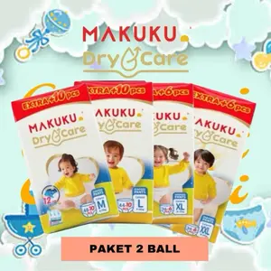 MAKUKU DRYCARE EXTRA JUMBO L44+10 M48+10 XL36+6  XXL34+6 , POPOK BAYI CELANA ANTI RUAM , PAKET 1 BALL Dry