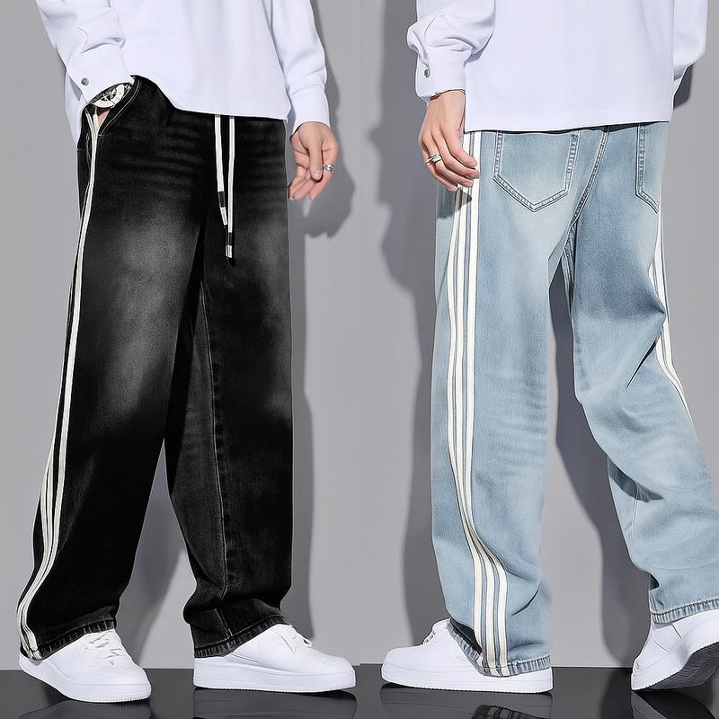 TX06 Quần Jean Ống Rộng 3 Sọc Nam Cạp Chun Co Giãn 4 Chiều – Jean Baggy Phong Cách Mỹ Form Rộng Quảng Châu