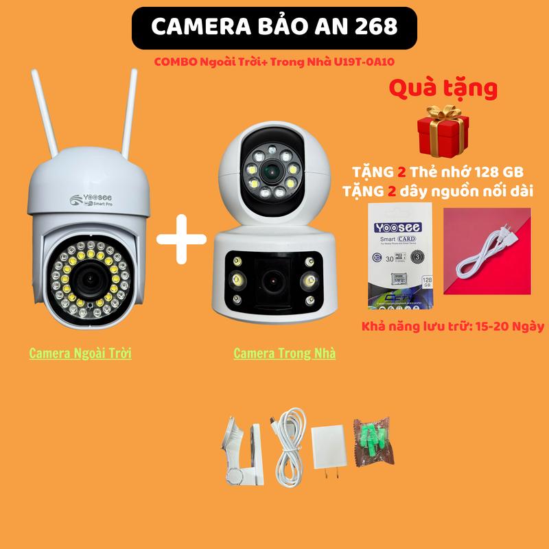   Độc Quyền  COMBO Camera 1 Mắt Ngoài Trời và 2 mắt Trong Nhà Camera Wifi Yoosee Tặng 2 Thẻ nhớ 128G  COMBO 1-2   