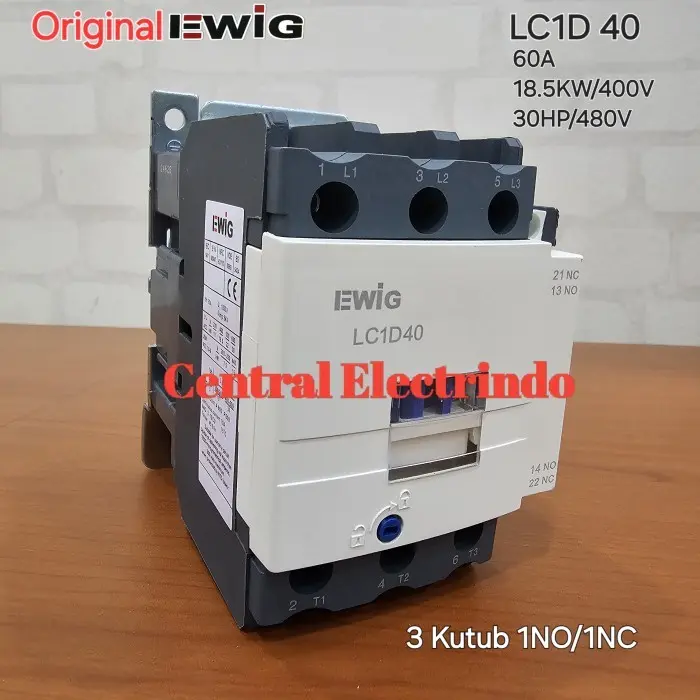 Kontaktor EWIG LC1D 40/50/65/80/95 3 Kutub 1NO/1NC. - LC1D 40 (60A), Q7-AC 380V