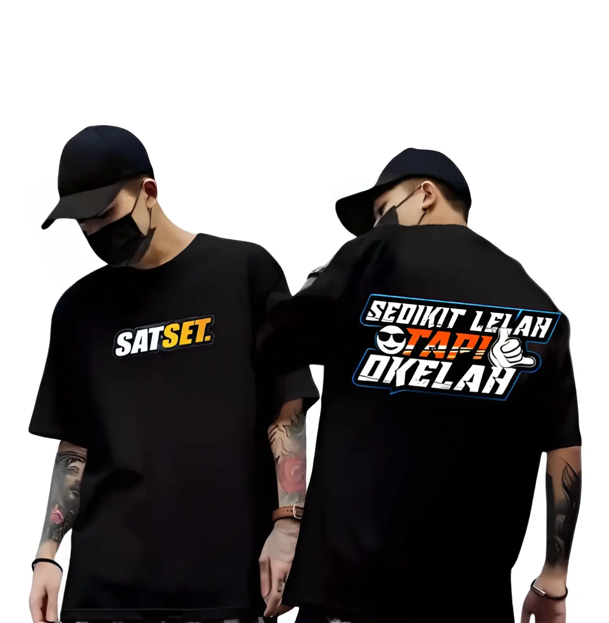 kaos atasan dewasa PRIA/WANITA T-SHIRT variasi kaos oblong distro motif kata kata SATSET Combed Nyaman