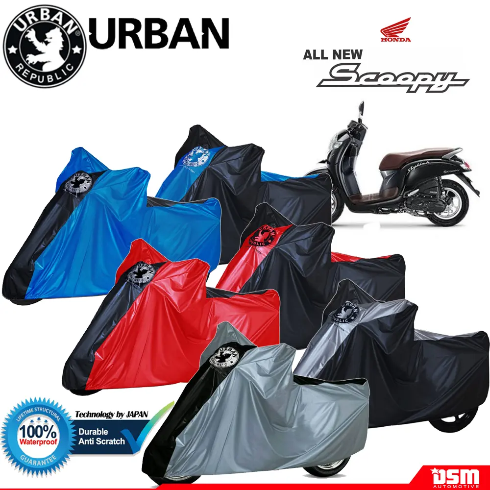 Urban 100 % Waterproof & Anti UV / Cover Motor Honda Scoopy Semua Type Dan Tahun Karet