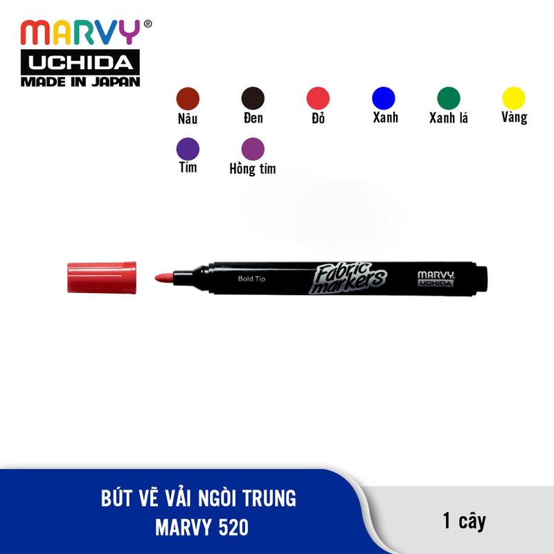 Bút vẽ vải không bay màu Marvy Uchida 520 ngòi trung lấy dấu dùng trên các chất liệu may mặc