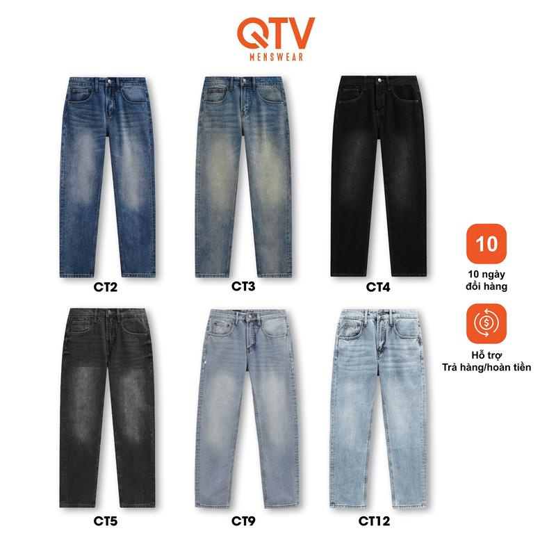 QTV2 - DEAL MỞ BÁN Quần Jean Nam Cao Cấp Form Đứng Chất Rin Cotton 12 Màu Ống Suông Pants Menswear Có Túi Cotton Denim