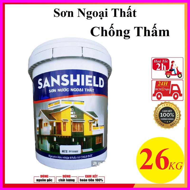 26kg Sơn nước ngoài trời cao cấp chống thấm nhiều màu trang trí nhà decor ngoại thất mặt tiền nhà