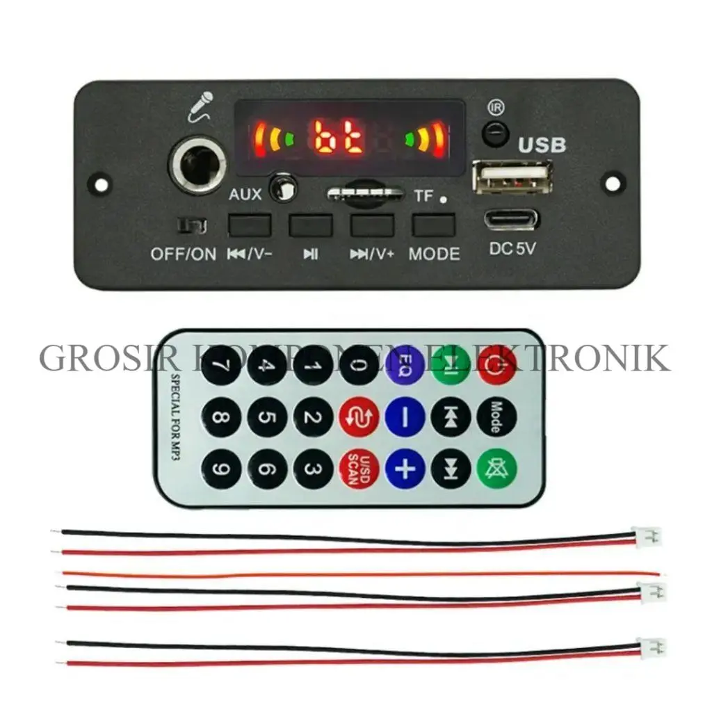 Modul Mp3 Player Stereo 2x5 Watt Amplifier DC 3.7V - 5V Bluetooth Mic Karaoke Murah Berkualitas