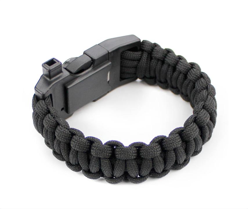Vòng tay 15 chức năng: dây đeo tay, dây ô, dây leo núi, kèm la bàn và bật lửa – thẻ công cụ màu đen