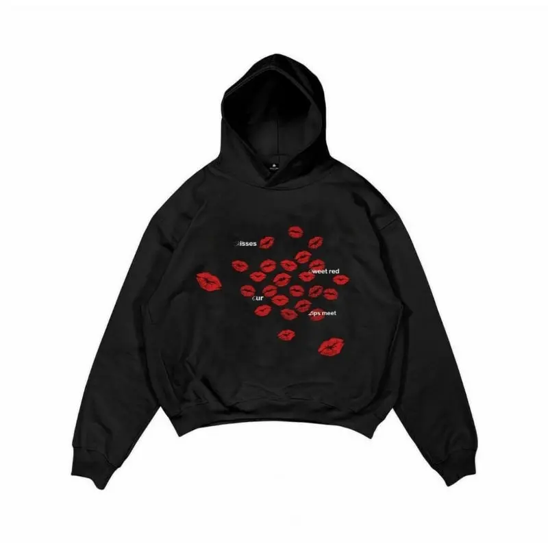 Jacket Hoodie Kisses Sweet Red Our Lips Met Satisfaction ~ FREE STIKER