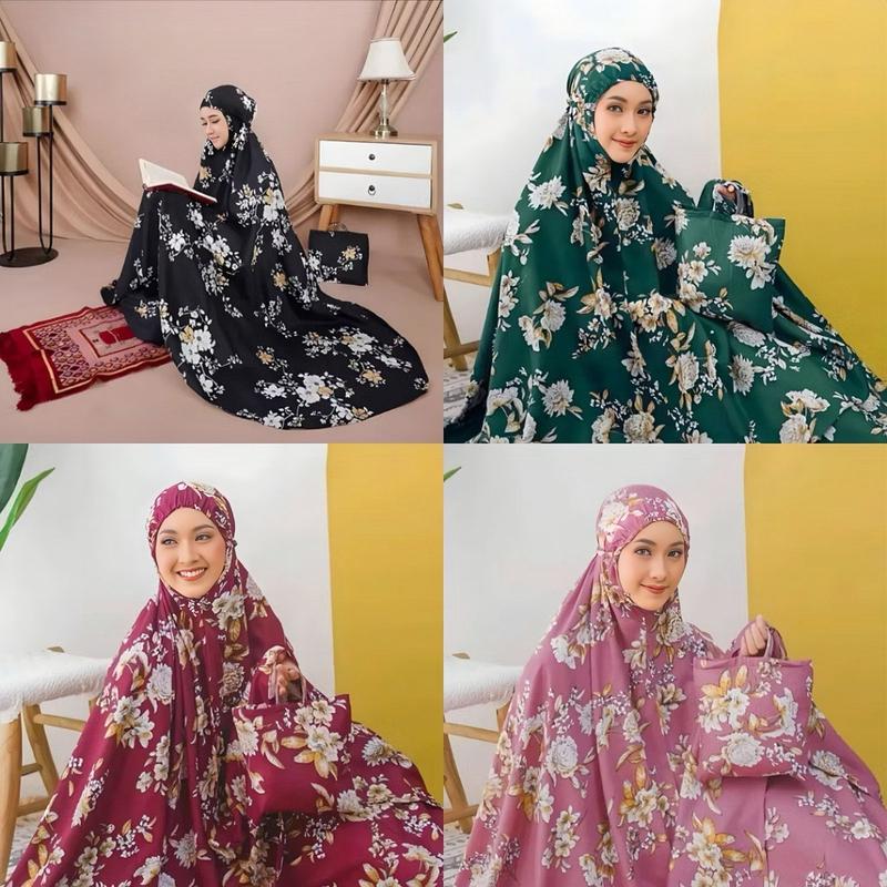 Mukena Dewasa Katun Premium Bunga Sakura Travelling Mewah Mukena Adem Motif Katun Bali Mukenah Muslim Renda Cantik Wanita Nyaman viscose rayon zura pink 2