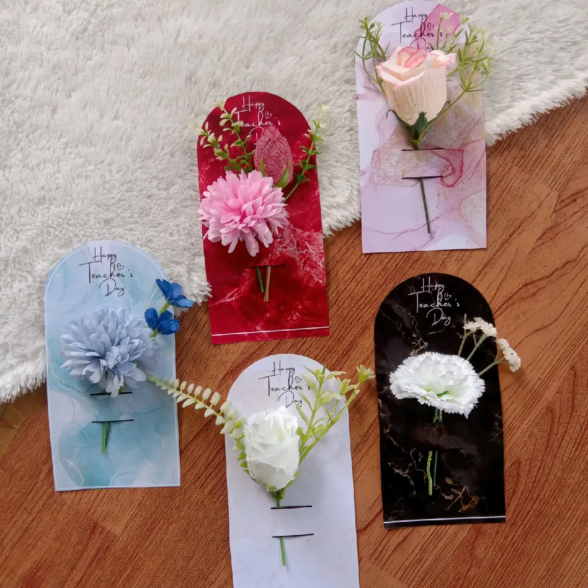 (NEW) Bingkai kertas kartu tempat bunga hari guru Happy Teacher's day