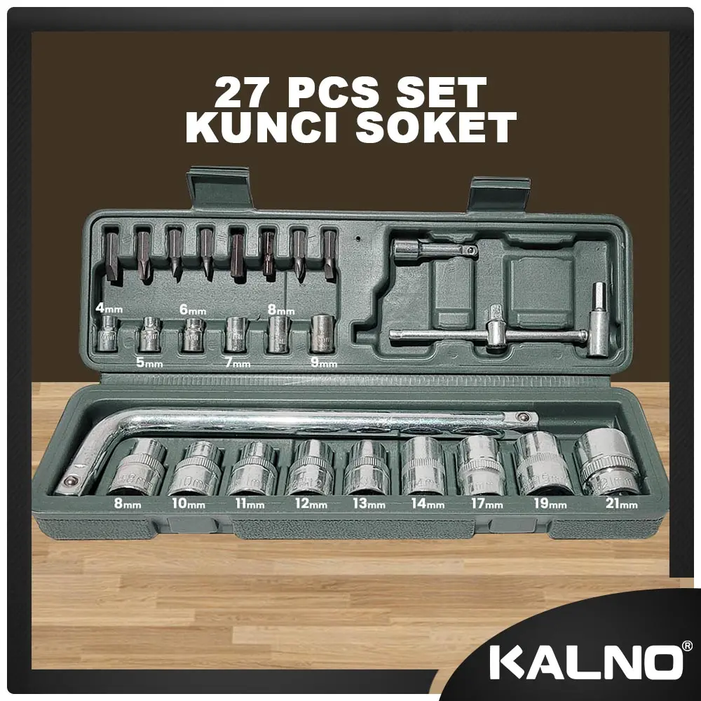 Kunci Sock / Socket / Shock / Sok Wrench 27 Pcs Toolkit - Kunci Set Gagang Sok Shock Full Set 27pcs Motor Rumah Gudang Dll kunci 1 set lengkap