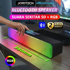 【COD】Jovitech Speaker bluetooth Soundbar RGB 5 Colors LED Light Computer TV Phone TF Multifunction 5.0 bluetooth Speaker - S19 bass black Wireless