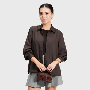 Meadow Pinstripe Shirt | Kemeja Atasan Blouse Salur Garis Wanita Premium Casual Modern Lengan Panjang