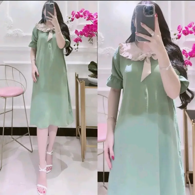 dress cringkle terbaru irish dress daster cringkle kekinian Santai Crinkle Airflow Wanita Nyaman 4