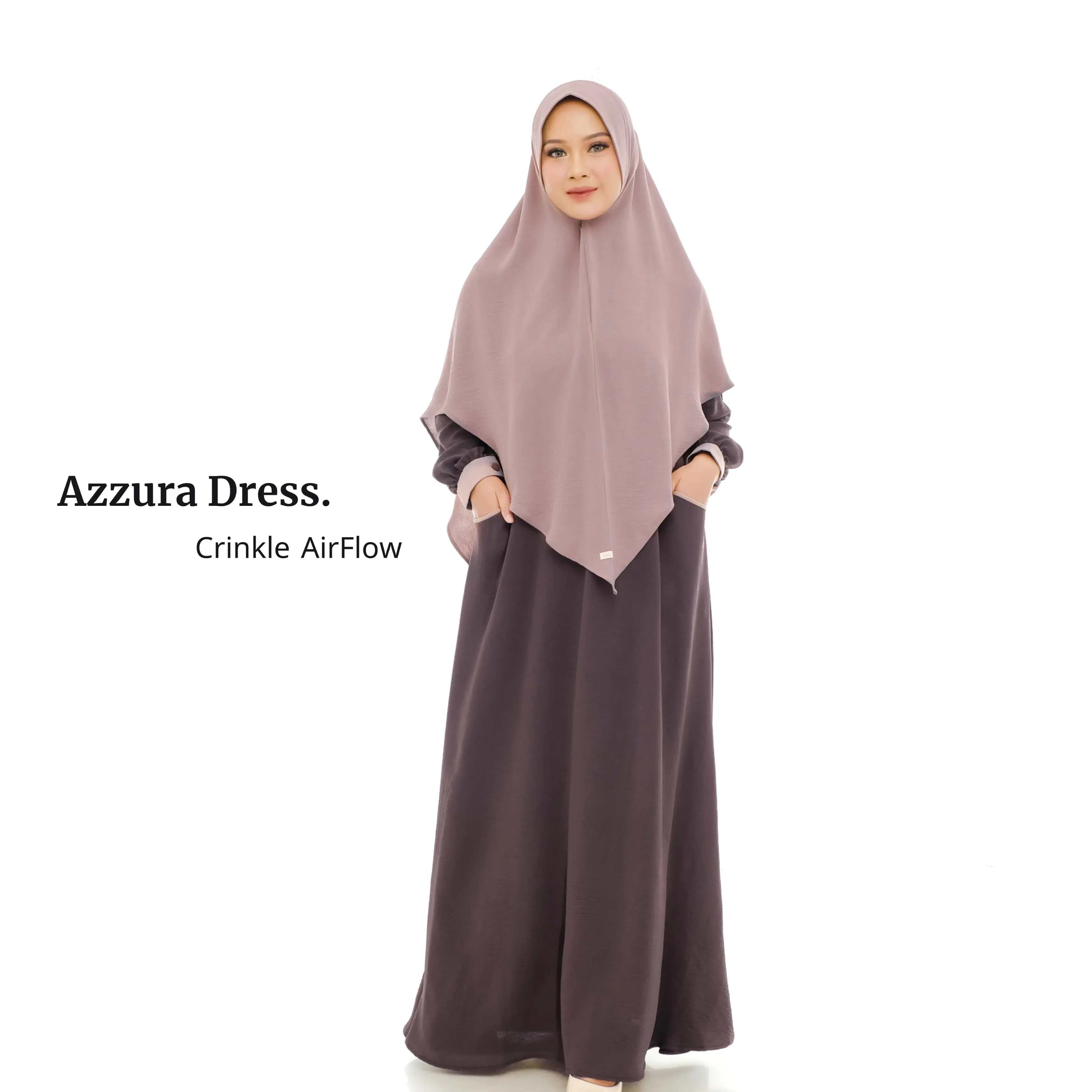 New Arrival Azzura Set Dress Khimar  Gamis Airflow Crinkle Muslim Wanita Syari Lebaran Dewasa Remaja Mewah Pesta Maxi Kondangan Hitam Hitam Shakila Mutiara Bordir Ceruty
