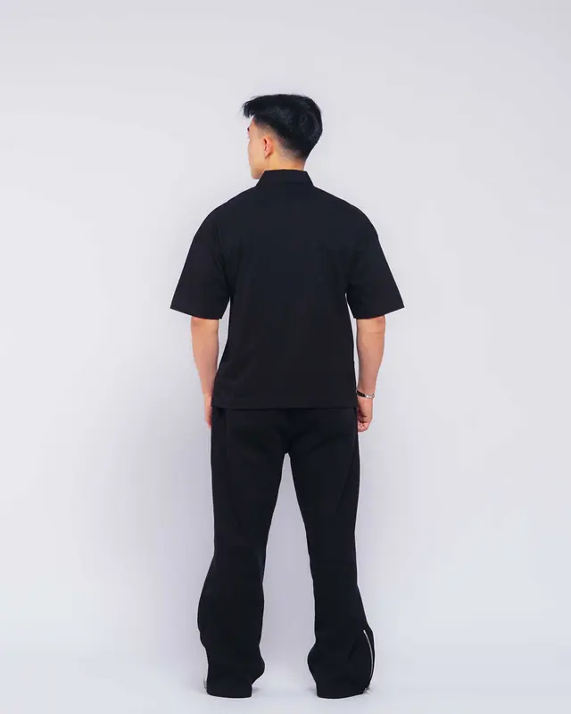 Crop Zip Collar Boxy Oversize Tee - Kaos Polos Crop Boxy Oversize Kerah Dengan Zipper 4