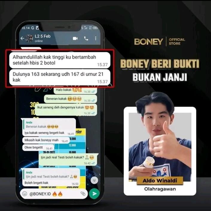 Boney Peninggi badan Suplemen kesehatan Tulang Pria & Wanita Naik 5-15 CM Aman BPOM Original 3